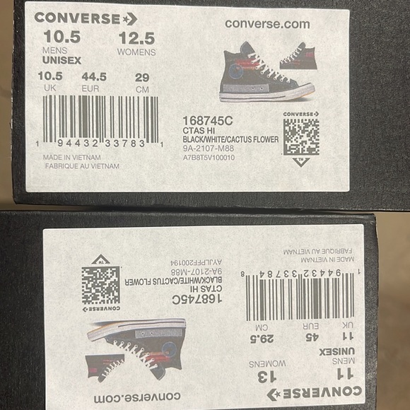 CONVERSE CTAS HI BLACK/WHITE/CACTUS MEN’S - Picture 16 of 16